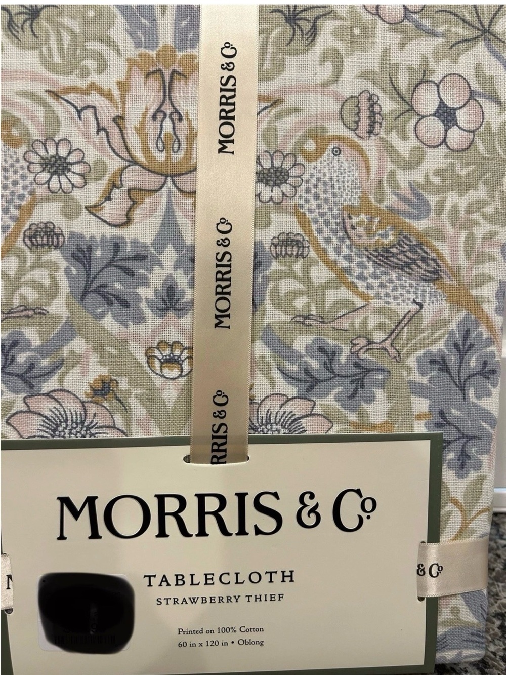 MORRIS & Co Cotton Tablecloth 60 X 120 STRAWBERRY THIEF BIRDS FLORAL COTTON New